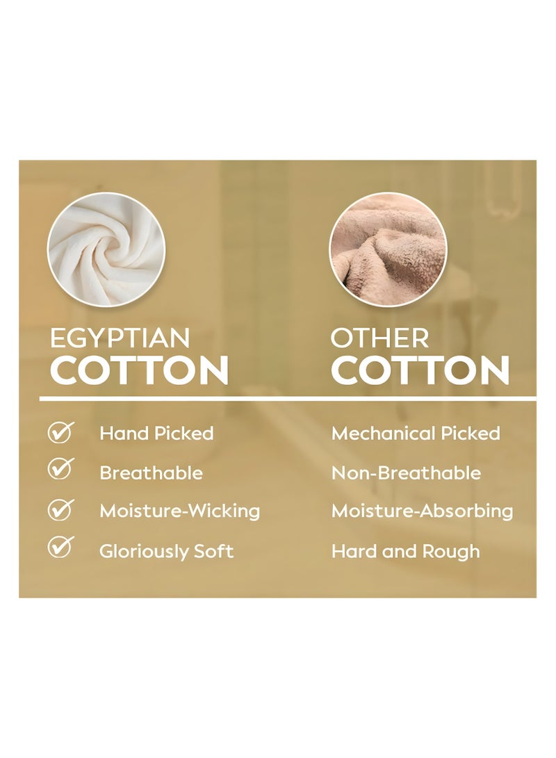 ATEN Homeware Egyptian Cotton 6 Piece Bath Towel Set - 1 Large Bath Towel (70 x 140 cm), 1 Hand Towel (40 x 70 cm) and 4 Face Towels (30 x 30 cm) - Ultra Soft & Highly Absorbent, OEKO-TEX Certified, Made in Egypt (White) - Image 2